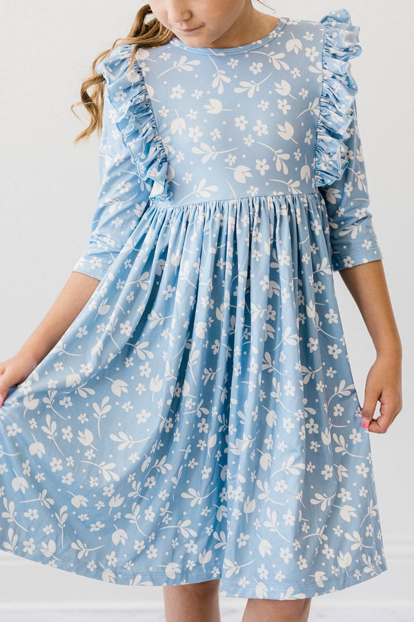 bluebell-3-4-ruffle-twirl-dress Mila &  Rose - Sophia's Style-Bluebell 3/4 Ruffle Twirl Dress-6-12M--1